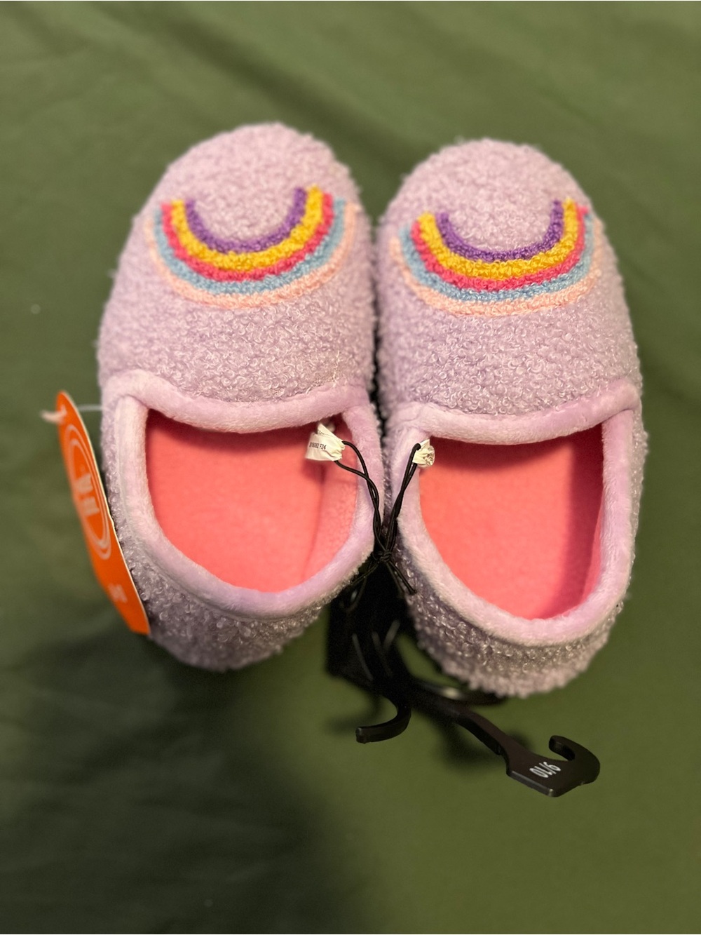 Wonder Nation Lavender Rainbow Kids' Slippers Size 9-10